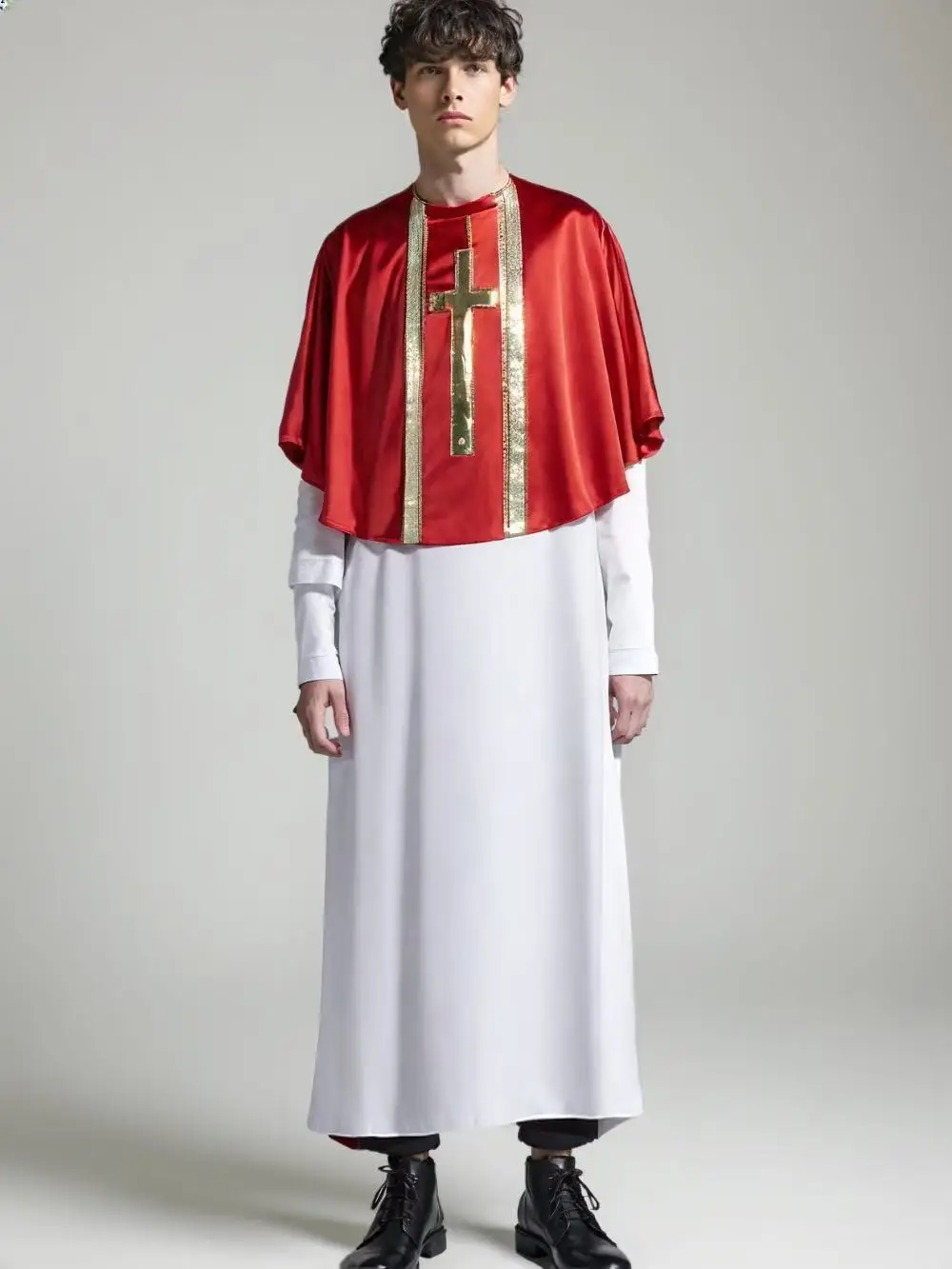 Halloween Missionary Costume Cosplay Outfit, Pastor Robe with Red Cape Set, Medieval Stage Performance Attire
Halloween Missionary Costume Cosplay Outfit, Pastor Robe with Red Cape Set, Medieval Stage Performance Attire