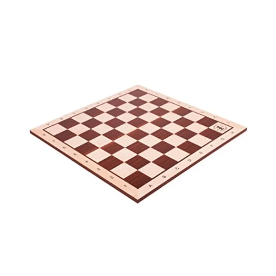 Chess board for home and tournament use, maple and mahogany wood, natural two-tone color, durable hand-finished surface with en
Chess board for home and tournament use, maple and mahogany wood, natural two-tone color, durable hand-finished surface with en