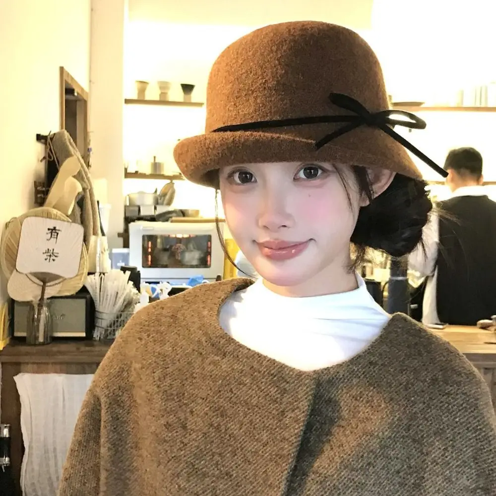 Bowknot Hepburn Style Topper Hat French Style Elegant Woolen Bucket Hat British Style Pure Color Wool Fisherman Hat Autumn
Bowknot Hepburn Style Topper Hat French Style Elegant Woolen Bucket Hat British Style Pure Color Wool Fisherman Hat Autumn
