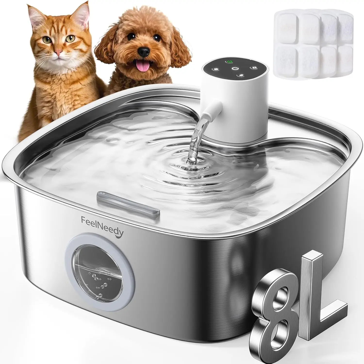 Cordless Dog Water Fountain with 5000mAh Battery, Motion Sensor, Stainless Steel Tray for Multi-Pets, Easy Setup & Clean
Cordless Dog Water Fountain with 5000mAh Battery, Motion Sensor, Stainless Steel Tray for Multi-Pets, Easy Setup & Clean