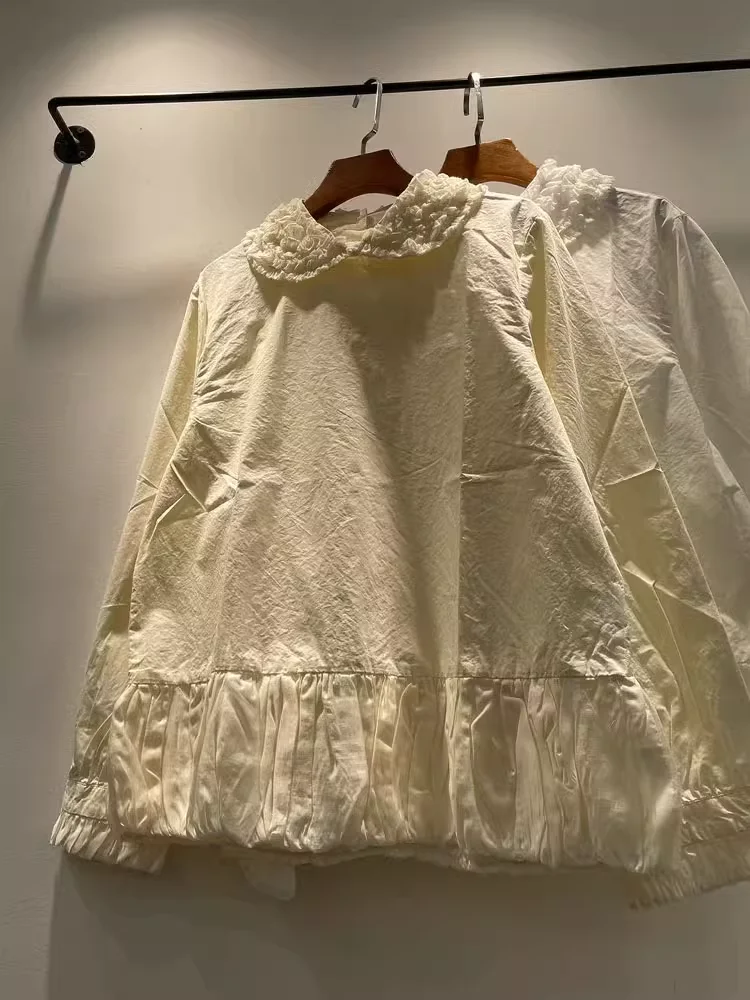 2025 Japanese vintage fashion shirts mori girl peter pan collar beige white solid blouses for women cotton tops
2025 Japanese vintage fashion shirts mori girl peter pan collar beige white solid blouses for women cotton tops