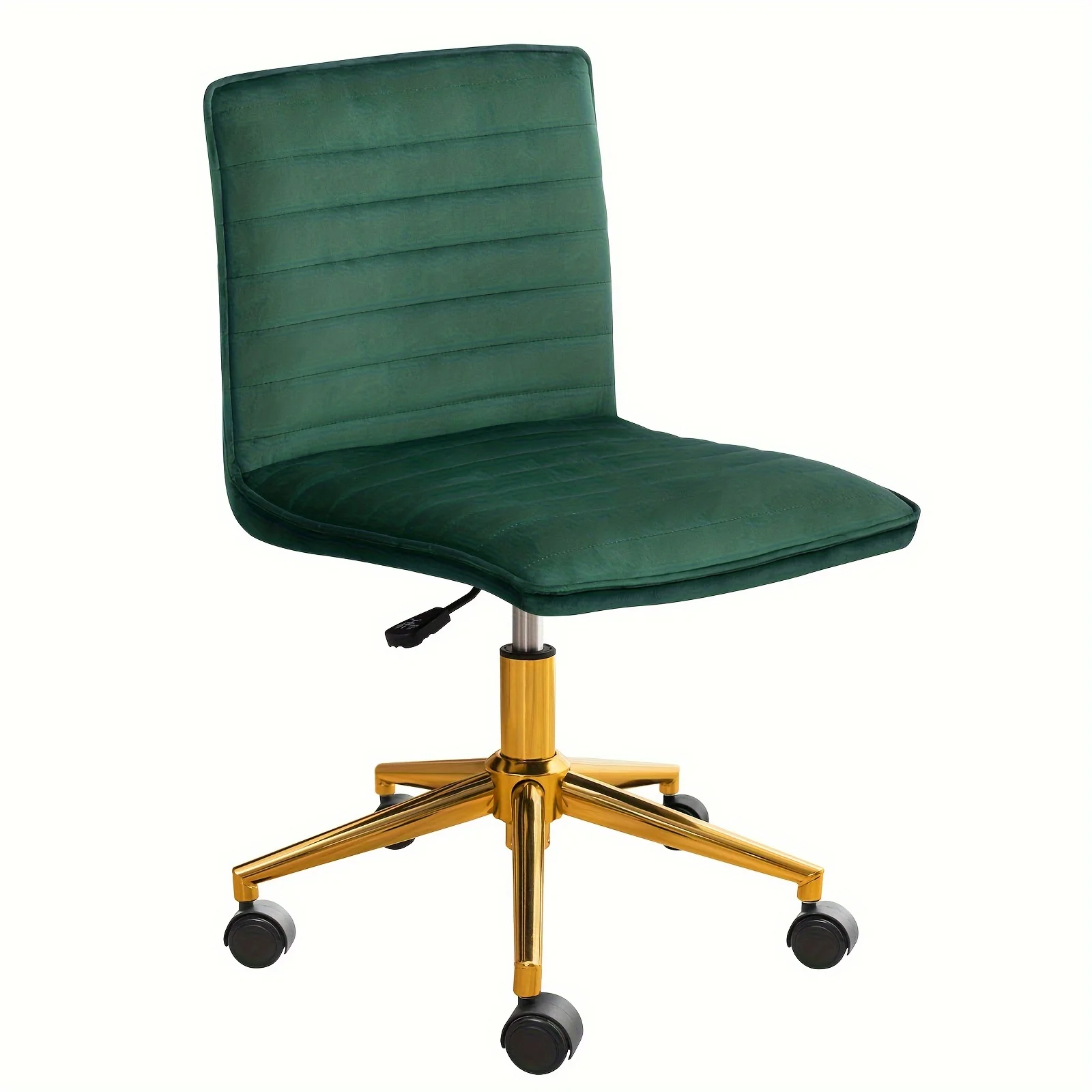 Home Office Chair with Wheels, Velvet Fabric Horizontal Stripe Appearance, Gilded Legs, Five-wheel Design, Suitable for Study, Bedroom, Dressing Table
Home Office Chair with Wheels, Velvet Fabric Horizontal Stripe Appearance, Gilded Legs, Five-wheel Design, Suitable for Study, Bedroom, Dressing Table
