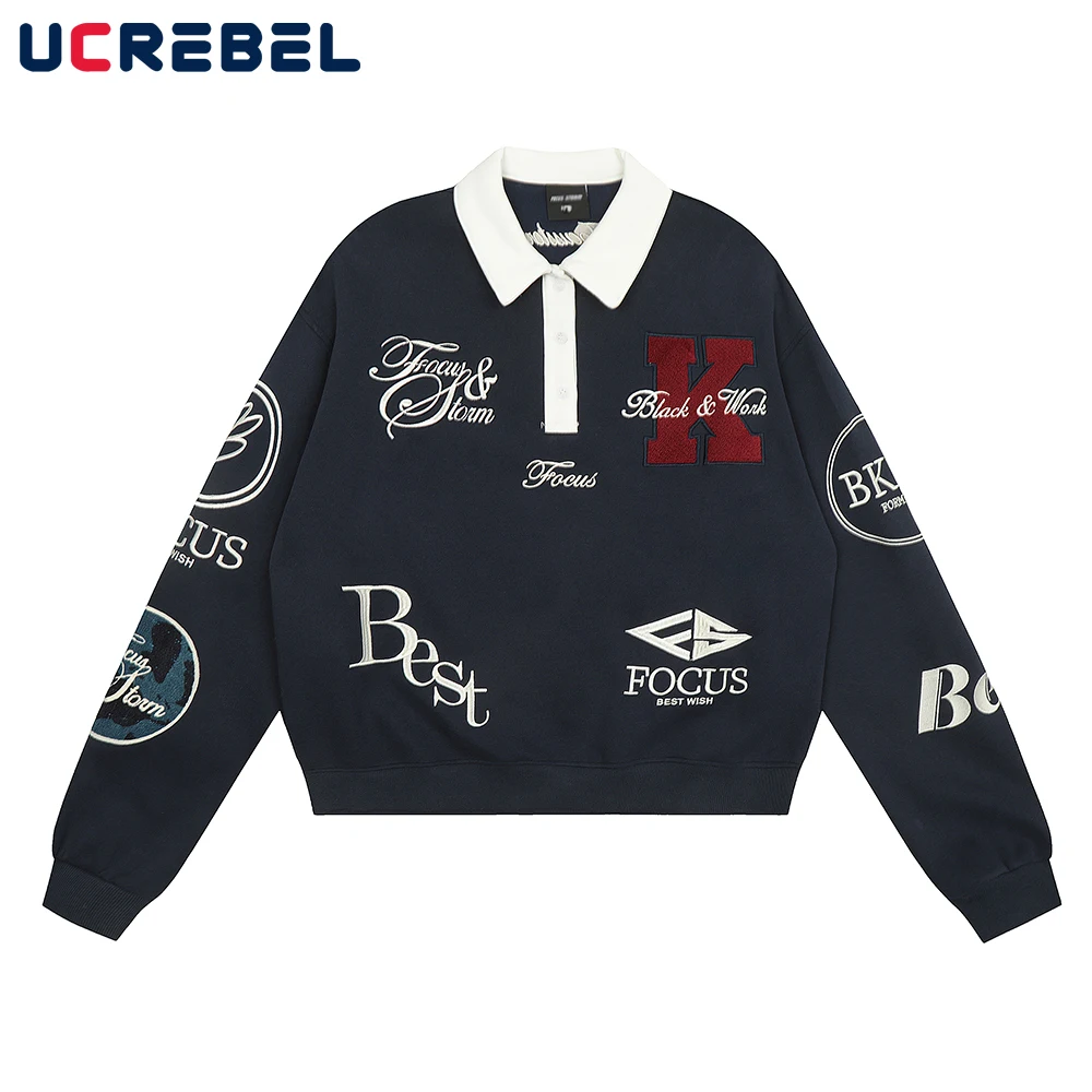 Letter Embroidery Lapel Sweatshirts Mens High Street Autumn Winter Loose Drop Shoulder Long Sleeve Sweatshirts Men
Letter Embroidery Lapel Sweatshirts Mens High Street Autumn Winter Loose Drop Shoulder Long Sleeve Sweatshirts Men