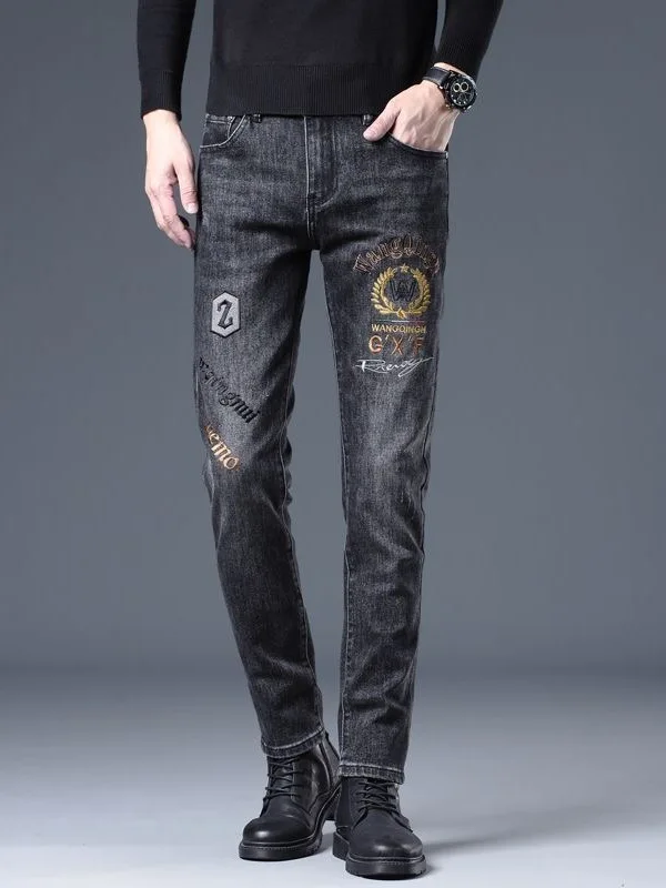 Black Elastic Lightweight Embroidered Jeans Men's Fashion Trend Slim Straight Leg Pants High Elasticity Comfortable Breathable
Black Elastic Lightweight Embroidered Jeans Men's Fashion Trend Slim Straight Leg Pants High Elasticity Comfortable Breathable