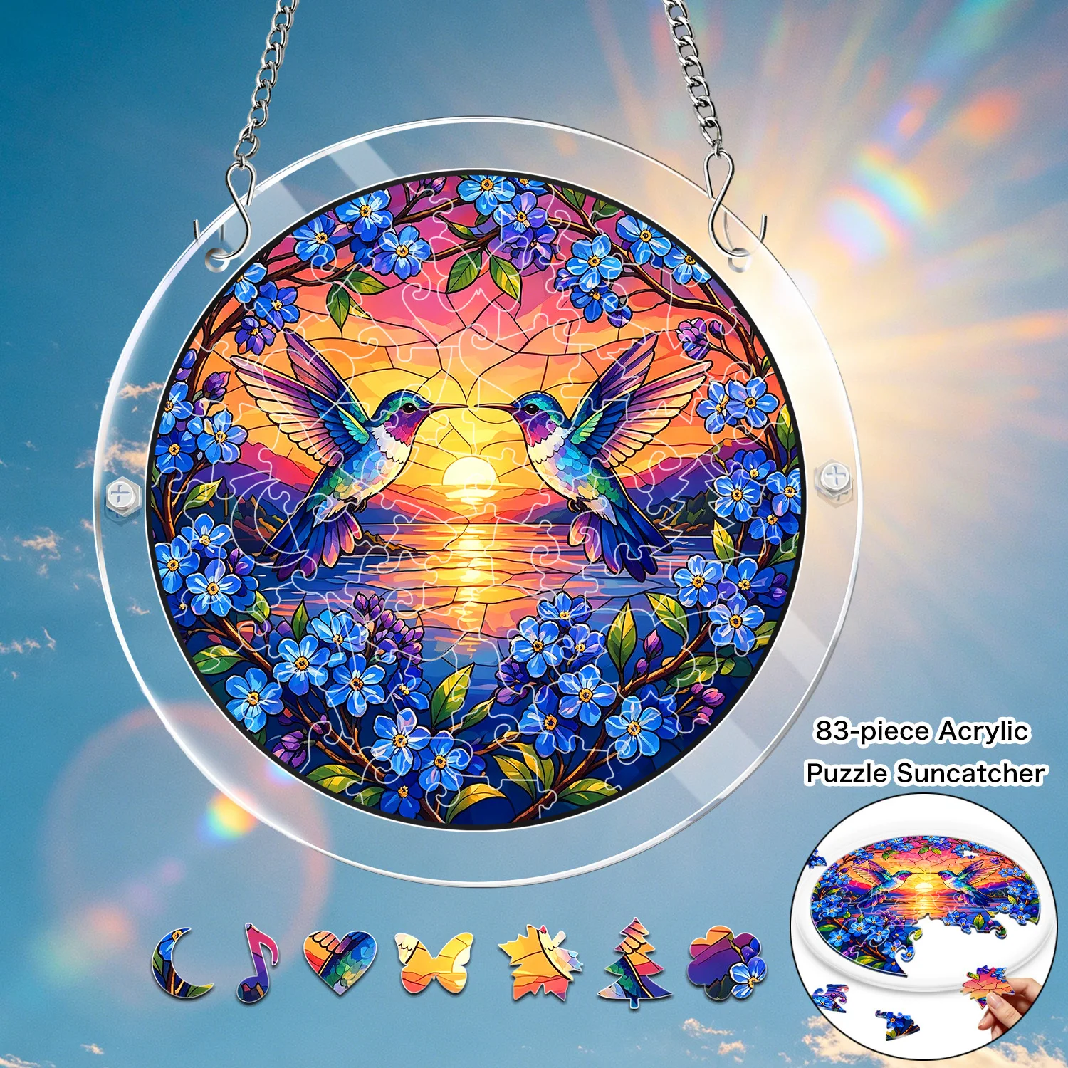 7.4in Colorful acrylic puzzle garden suncatchers window hanging panel, 83 piece puzzle Stained sunlight catcher, Home Ornament
7.4in Colorful acrylic puzzle garden suncatchers window hanging panel, 83 piece puzzle Stained sunlight catcher, Home Ornament