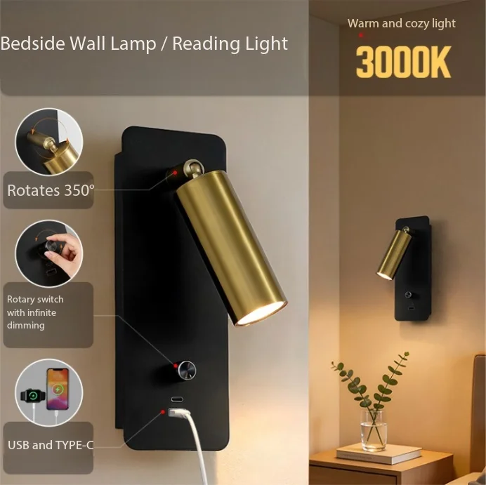 Modern Creative LED Wall Lamp Stepless Dimming USB\TYPE-C Reading Lighting in Living Room Study Room Bedroom and Bedside
Modern Creative LED Wall Lamp Stepless Dimming USB\TYPE-C Reading Lighting in Living Room Study Room Bedroom and Bedside