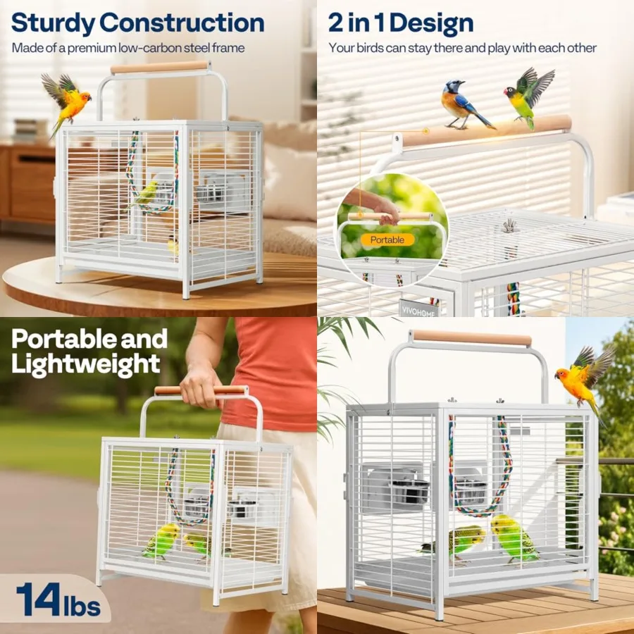 19 Inch Wrought Iron Bird Travel Carrier Cage for Parrots Conures Lovebird Cockatiel Parakeets
19 Inch Wrought Iron Bird Travel Carrier Cage for Parrots Conures Lovebird Cockatiel Parakeets