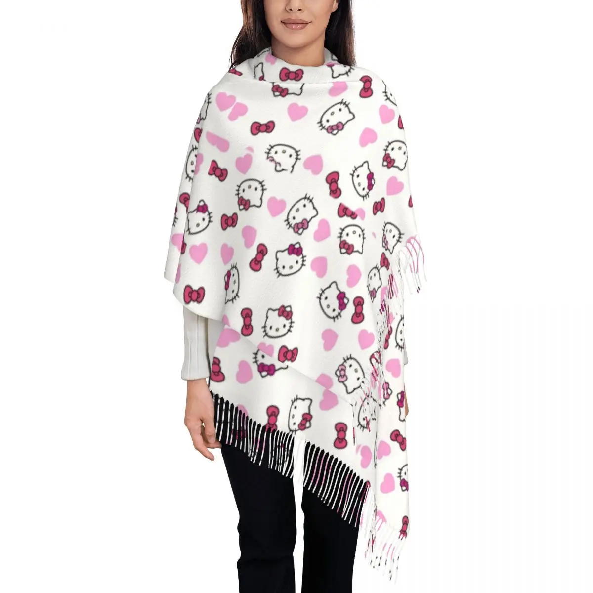 Women's Scarf with Tassel Hello Kitty Bows And Hearts Long Winter Fall Shawl Wrap Gifts Pashmina Scarves
Women's Scarf with Tassel Hello Kitty Bows And Hearts Long Winter Fall Shawl Wrap Gifts Pashmina Scarves