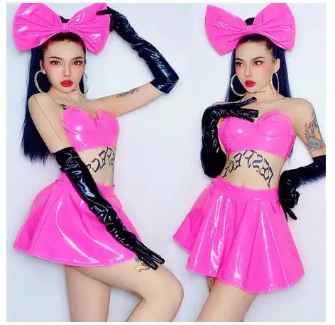 Fluorescence Pink Bow Bikini Mini Skirt Sexy Bar Party Show Gogo Dance Costume Stage Wear Women Jazz Team Performance Outfits
Fluorescence Pink Bow Bikini Mini Skirt Sexy Bar Party Show Gogo Dance Costume Stage Wear Women Jazz Team Performance Outfits