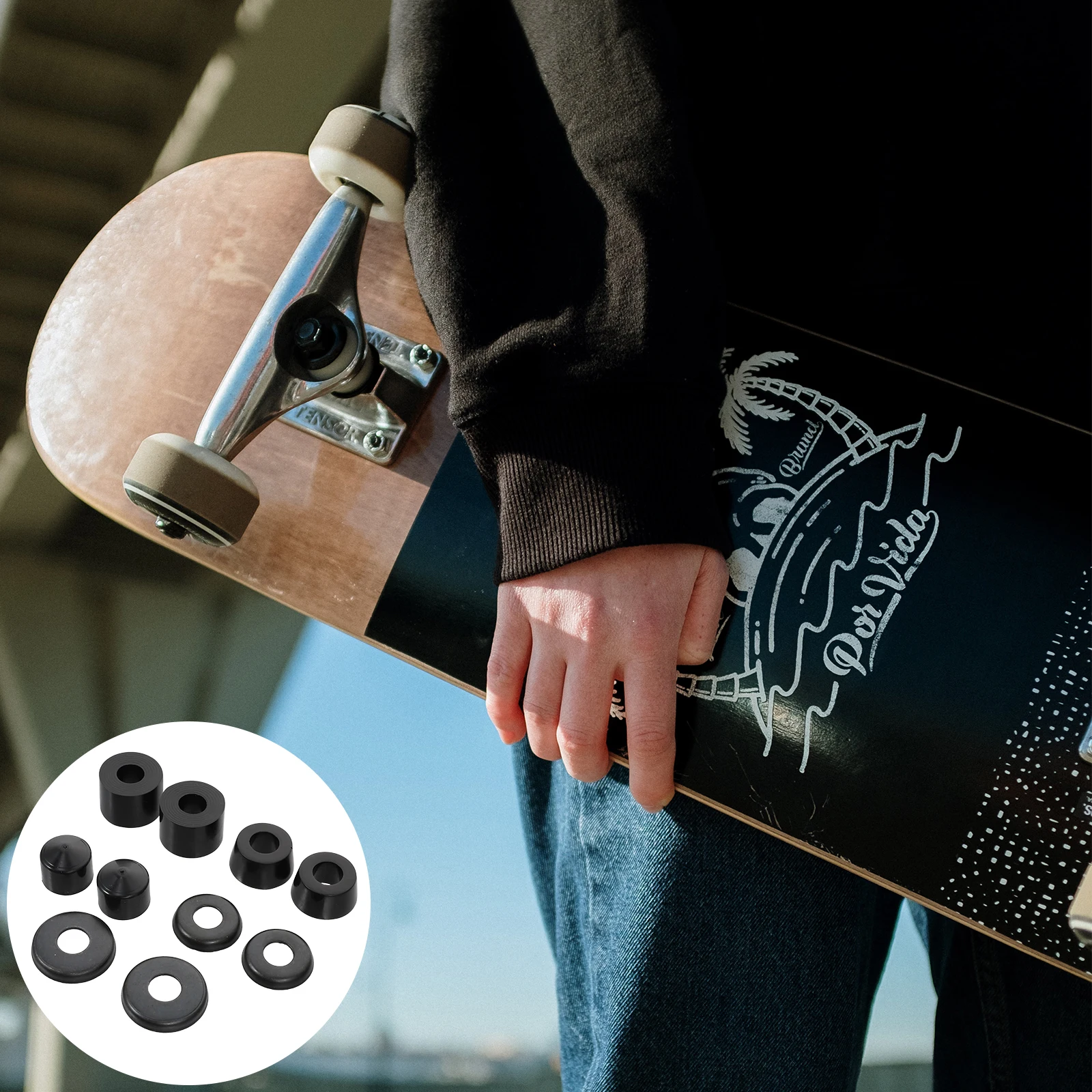 Skateboard Pads Durable PU Elastic Shockproof Wear Resistant Skateboard Truck Bushing Accessories Wheels Spacers
Skateboard Pads Durable PU Elastic Shockproof Wear Resistant Skateboard Truck Bushing Accessories Wheels Spacers
