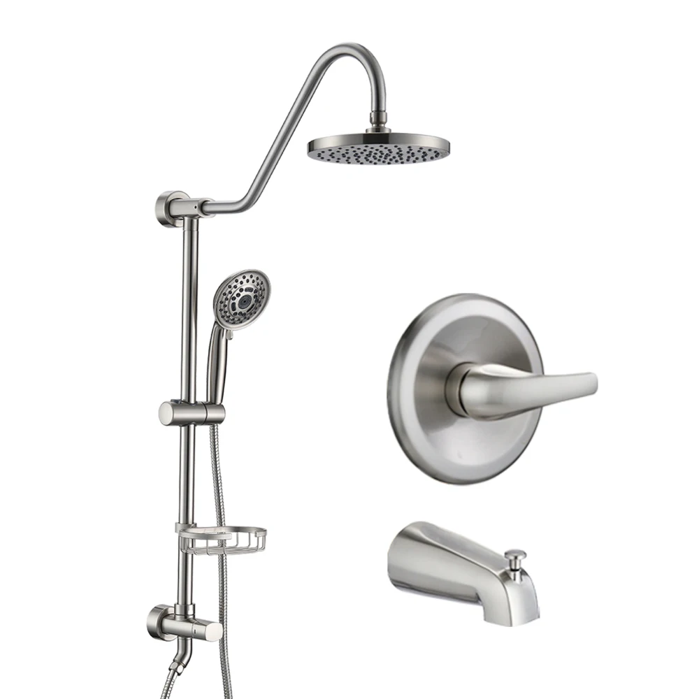 Shower Head with Handheld Shower System with 8" Rain Shower Head with Tub Spout (Rough-in Valve Included)
Shower Head with Handheld Shower System with 8" Rain Shower Head with Tub Spout (Rough-in Valve Included)
