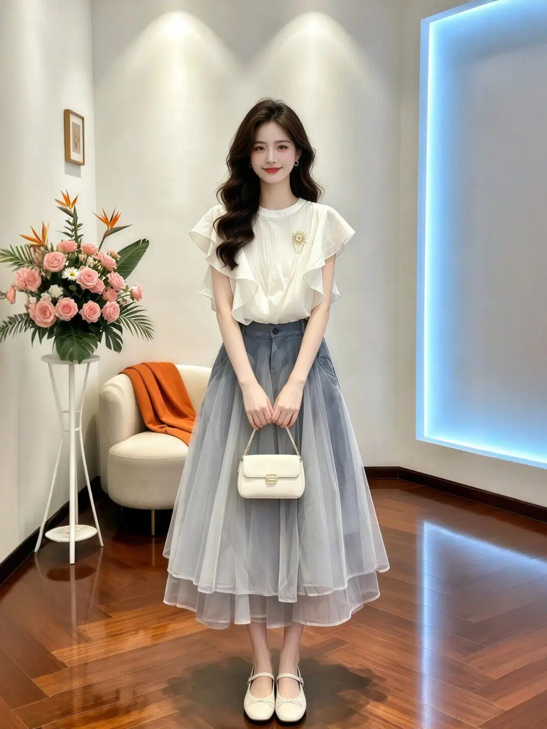 plus Size Women's Korean Style Pure White Shirt And Mesh Skirt Two-Piece Set Summer Slimming Fashionable High Waist Skirt
plus Size Women's Korean Style Pure White Shirt And Mesh Skirt Two-Piece Set Summer Slimming Fashionable High Waist Skirt