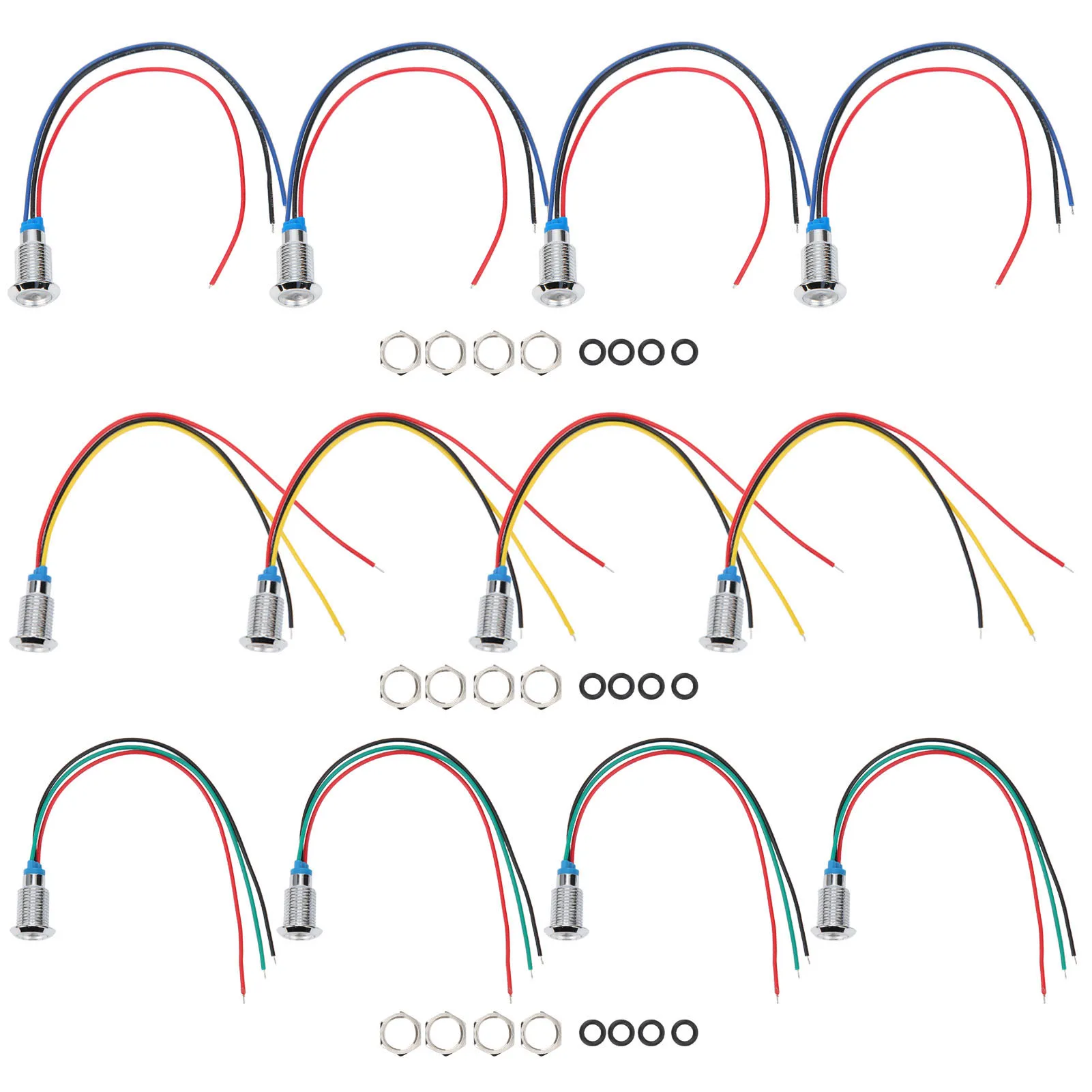 4 Sets Pre Wired Round LEDs Waterproof 2 Color Indicator Light Common Anode 10mm 12-24V LEDs Mini Round LED Pre‑Wired Round LEDs
4 Sets Pre Wired Round LEDs Waterproof 2 Color Indicator Light Common Anode 10mm 12-24V LEDs Mini Round LED Pre‑Wired Round LEDs