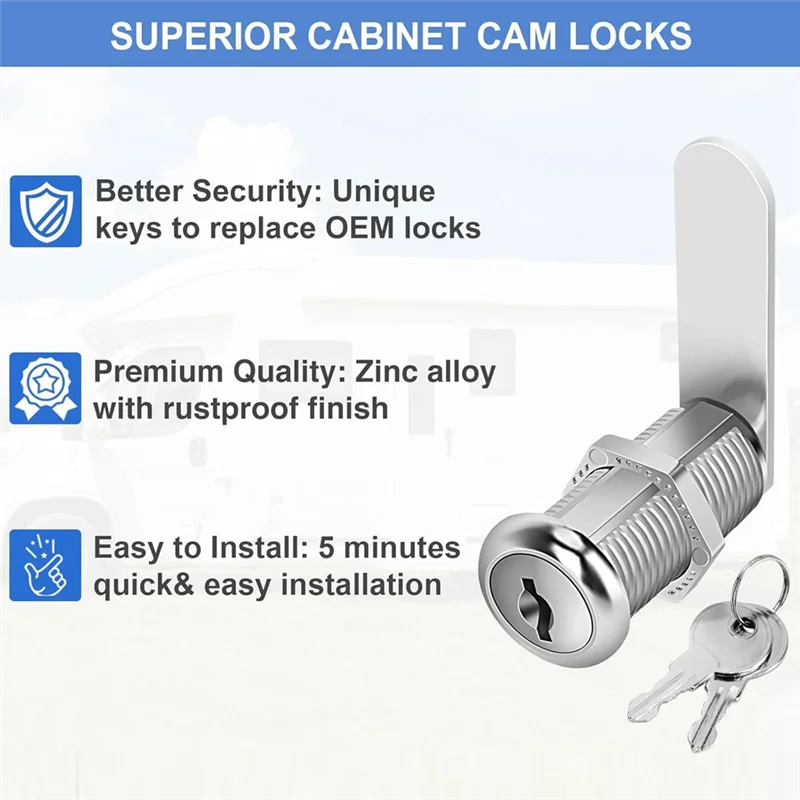 B50C Cabinet Locks With Keys,1-1/2Inch Long Cam Locks Keyed ,Cabinet Cam Lock Set For Cabinets RV Storage Lock Tool Box Lock
B50C Cabinet Locks With Keys,1-1/2Inch Long Cam Locks Keyed ,Cabinet Cam Lock Set For Cabinets RV Storage Lock Tool Box Lock