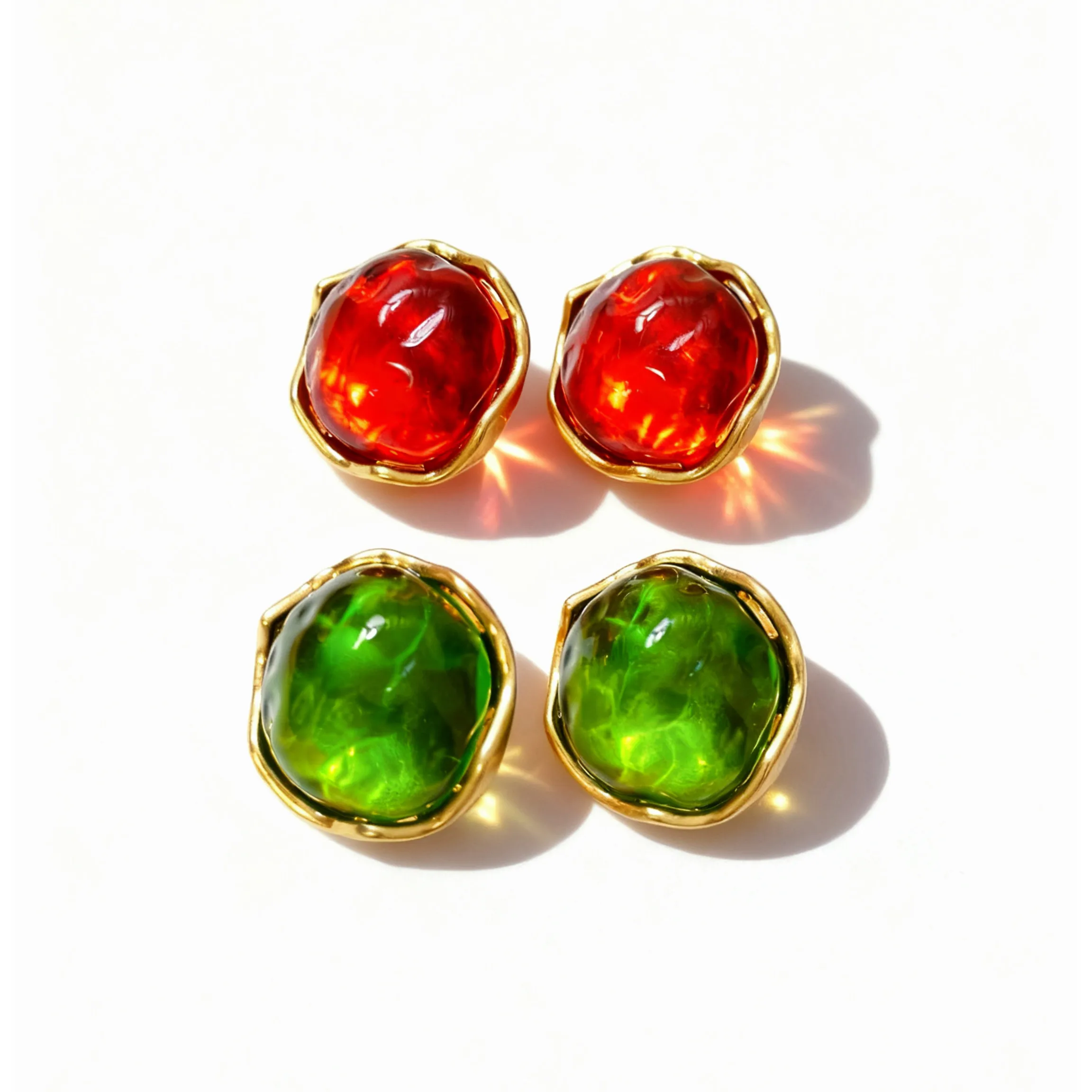 Red Green Gemstone Brass Gold Plated Earrings Ear Clip Women Vintage Elegance Jewelry
Red Green Gemstone Brass Gold Plated Earrings Ear Clip Women Vintage Elegance Jewelry