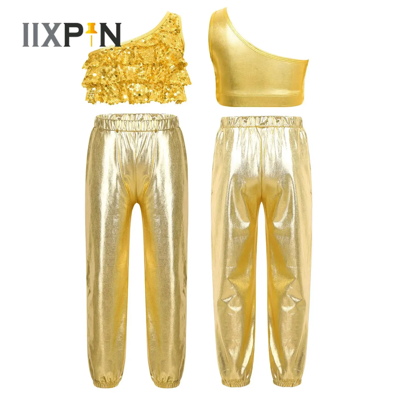 2024 Kids Girls Jazz Hip Hop Dance Costume Outfit One Shoulder Shiny Sequins Tiered Ruffles Crop Top + Trousers Pants Streetwear
2024 Kids Girls Jazz Hip Hop Dance Costume Outfit One Shoulder Shiny Sequins Tiered Ruffles Crop Top + Trousers Pants Streetwear