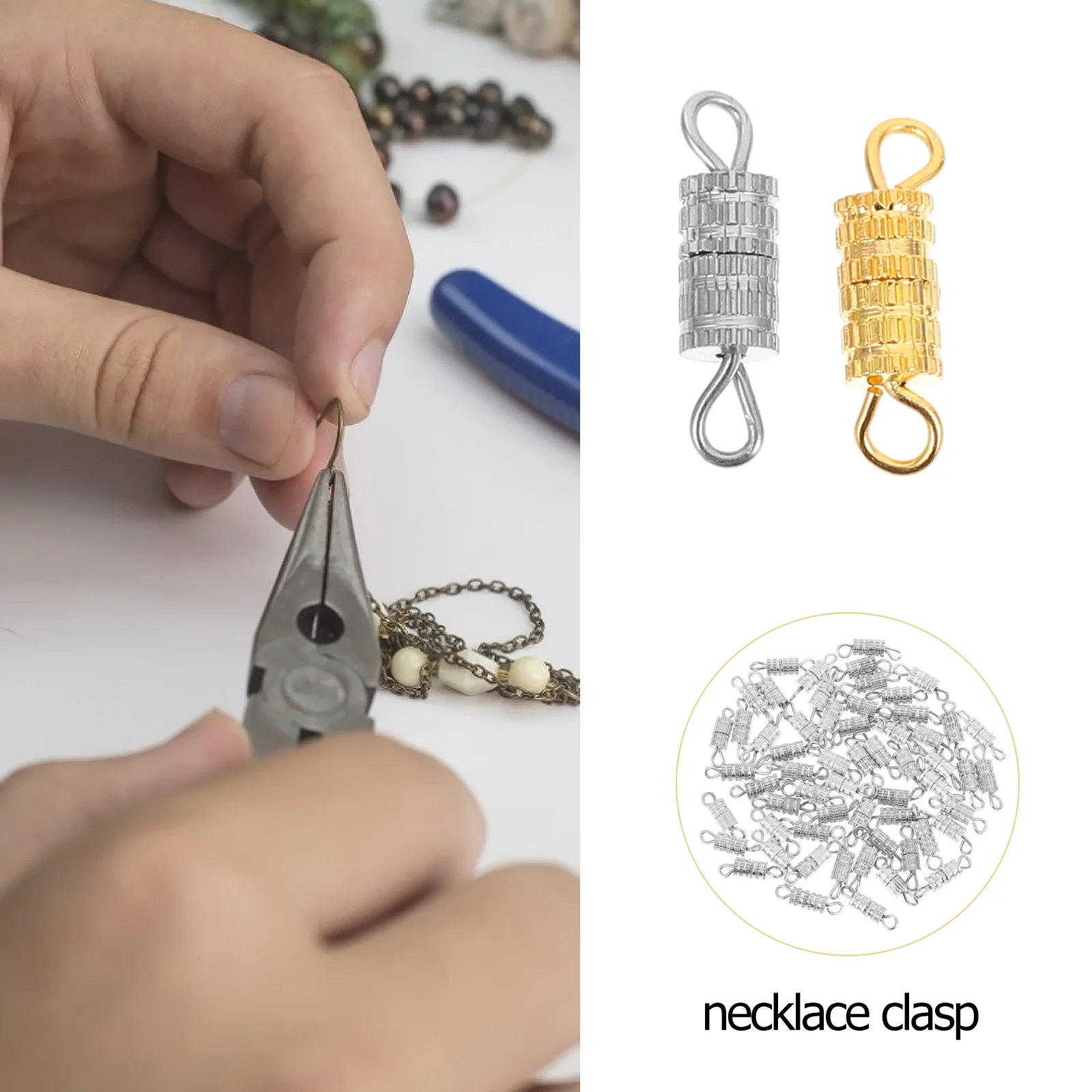 120pcs Necklace Bracelet Clasps Alloy Screw Type Clasp for DIY Jewelry Making Spiral Connector Durable Shiny Hardware Repair
120pcs Necklace Bracelet Clasps Alloy Screw Type Clasp for DIY Jewelry Making Spiral Connector Durable Shiny Hardware Repair