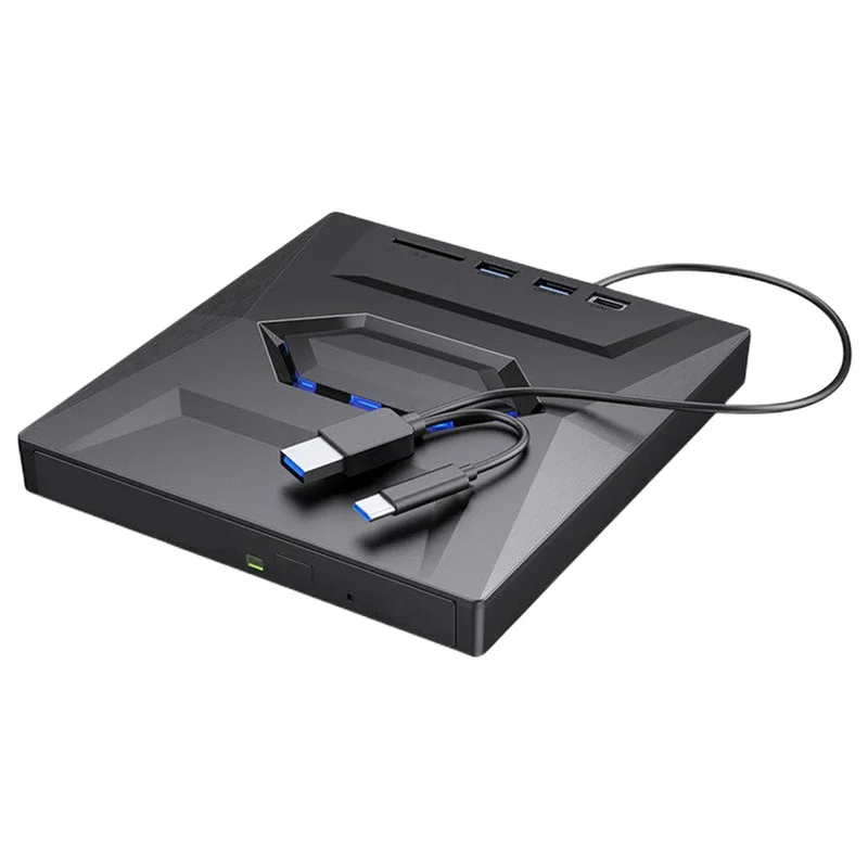 USB3.0 Portable CD DVD ROM with USB/Type-C Ports+ SD/TF 5 In 1 Drive Burner Recorder for Mac/Linux Windows XP/10/8/7 Laptop PC
USB3.0 Portable CD DVD ROM with USB/Type-C Ports+ SD/TF 5 In 1 Drive Burner Recorder for Mac/Linux Windows XP/10/8/7 Laptop PC