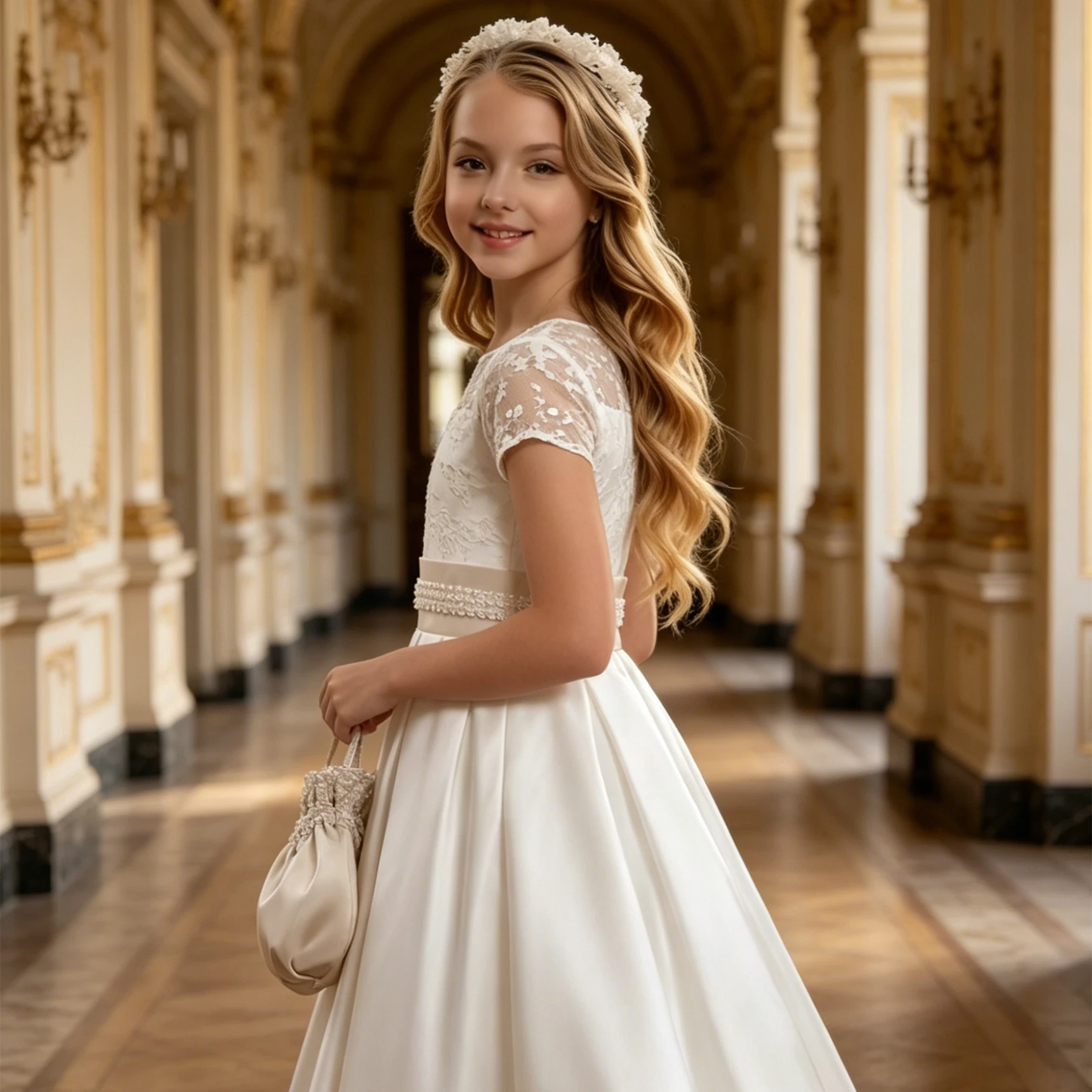 Customized Flower Girl Dress For Wedding Pearls Bow Short Sleeve High Waist Floor Length Kids Birthday First Communion Gown
Customized Flower Girl Dress For Wedding Pearls Bow Short Sleeve High Waist Floor Length Kids Birthday First Communion Gown