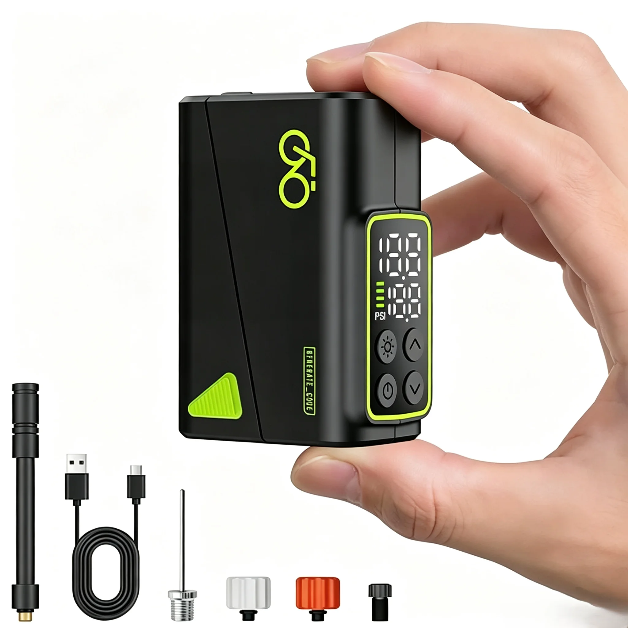 Bike Electric Air Pump,Portable MiNi Tire Inflator 150PSI High-Pressure Pump with Digital Gauge for Road Bikes, Mountain Bikes
Bike Electric Air Pump,Portable MiNi Tire Inflator 150PSI High-Pressure Pump with Digital Gauge for Road Bikes, Mountain Bikes