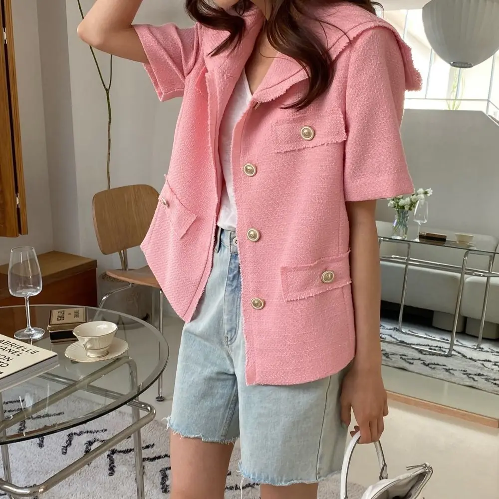 Spring/Summer Women's Chic Woolen Navy Collar Sweet Fragrant Coat Loose Black Jackets
Spring/Summer Women's Chic Woolen Navy Collar Sweet Fragrant Coat Loose Black Jackets