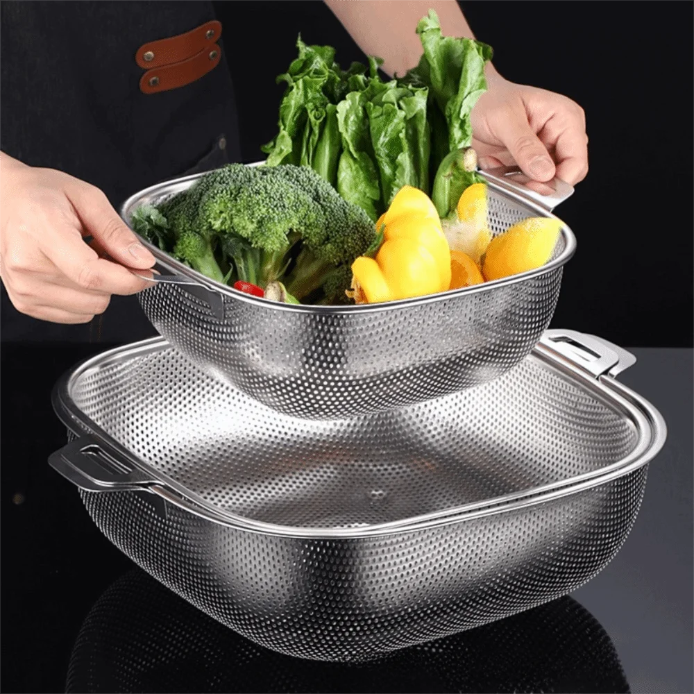 Multifunctional Binaural Square Drain Basket Stainless Steel Rust-proof Pasta Strainer Fine Mesh Large Capacity Colander Noodle
Multifunctional Binaural Square Drain Basket Stainless Steel Rust-proof Pasta Strainer Fine Mesh Large Capacity Colander Noodle