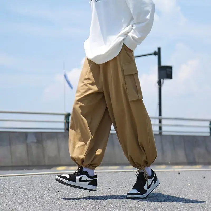 Cotton Japanese Cargo Drawstring Cuff Pants Men's Spring Summer Big Pockets Trousers Loose Leisure Streetwear Trend Bloomers
Cotton Japanese Cargo Drawstring Cuff Pants Men's Spring Summer Big Pockets Trousers Loose Leisure Streetwear Trend Bloomers