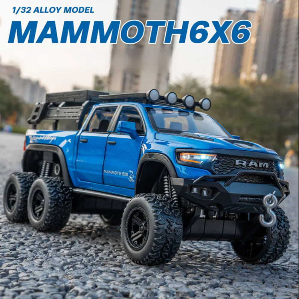 1:32 RAM Mammoth 6x6 Cars Toys Models Alloy Diecast Light Sound Vehicles Rubber Tires Miniature Off-road Children's Day Gifts
1:32 RAM Mammoth 6x6 Cars Toys Models Alloy Diecast Light Sound Vehicles Rubber Tires Miniature Off-road Children's Day Gifts