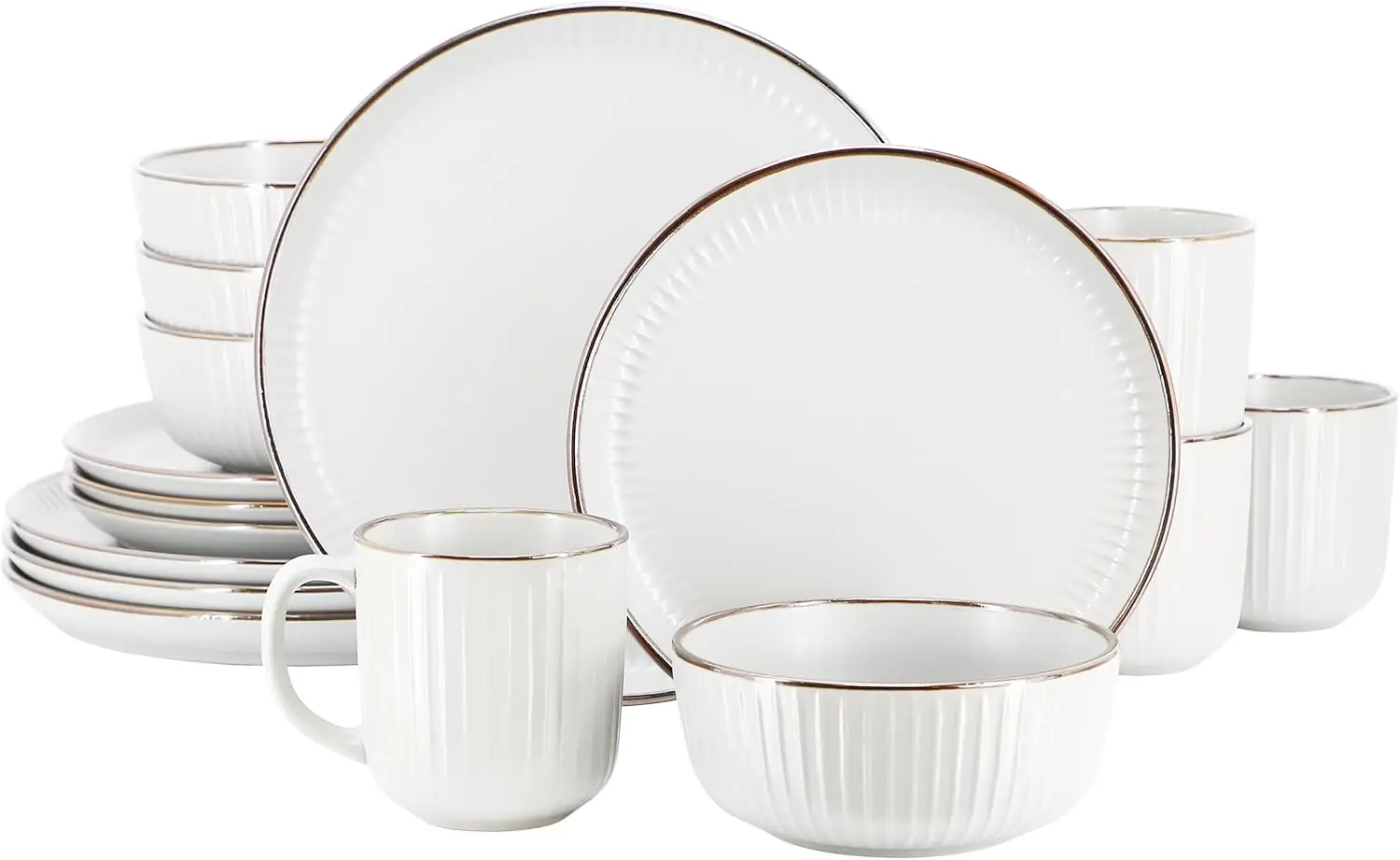 Leo 16 Piece Stoneware Dinnerware Set In White
Leo 16 Piece Stoneware Dinnerware Set In White