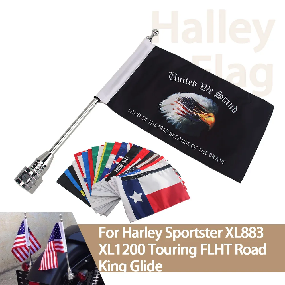 For Harley Sportster XL883 1200 48 72 Touring FLHT Road King Glide Motorcycle Flag Rear Mount Luggage Rack Fender Side Pole
For Harley Sportster XL883 1200 48 72 Touring FLHT Road King Glide Motorcycle Flag Rear Mount Luggage Rack Fender Side Pole