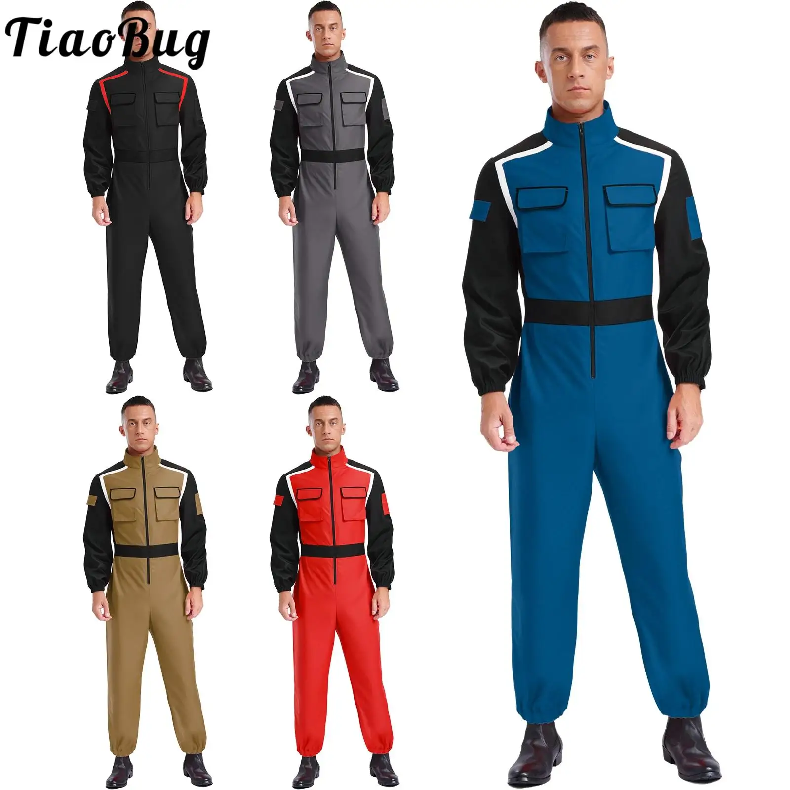 Men's Long Sleeve Cargo Jumpsuit Patchwork Fashion Zipper Bodysuits for Car Driving Racer Racing Halloween Cosplay Outfits
Men's Long Sleeve Cargo Jumpsuit Patchwork Fashion Zipper Bodysuits for Car Driving Racer Racing Halloween Cosplay Outfits