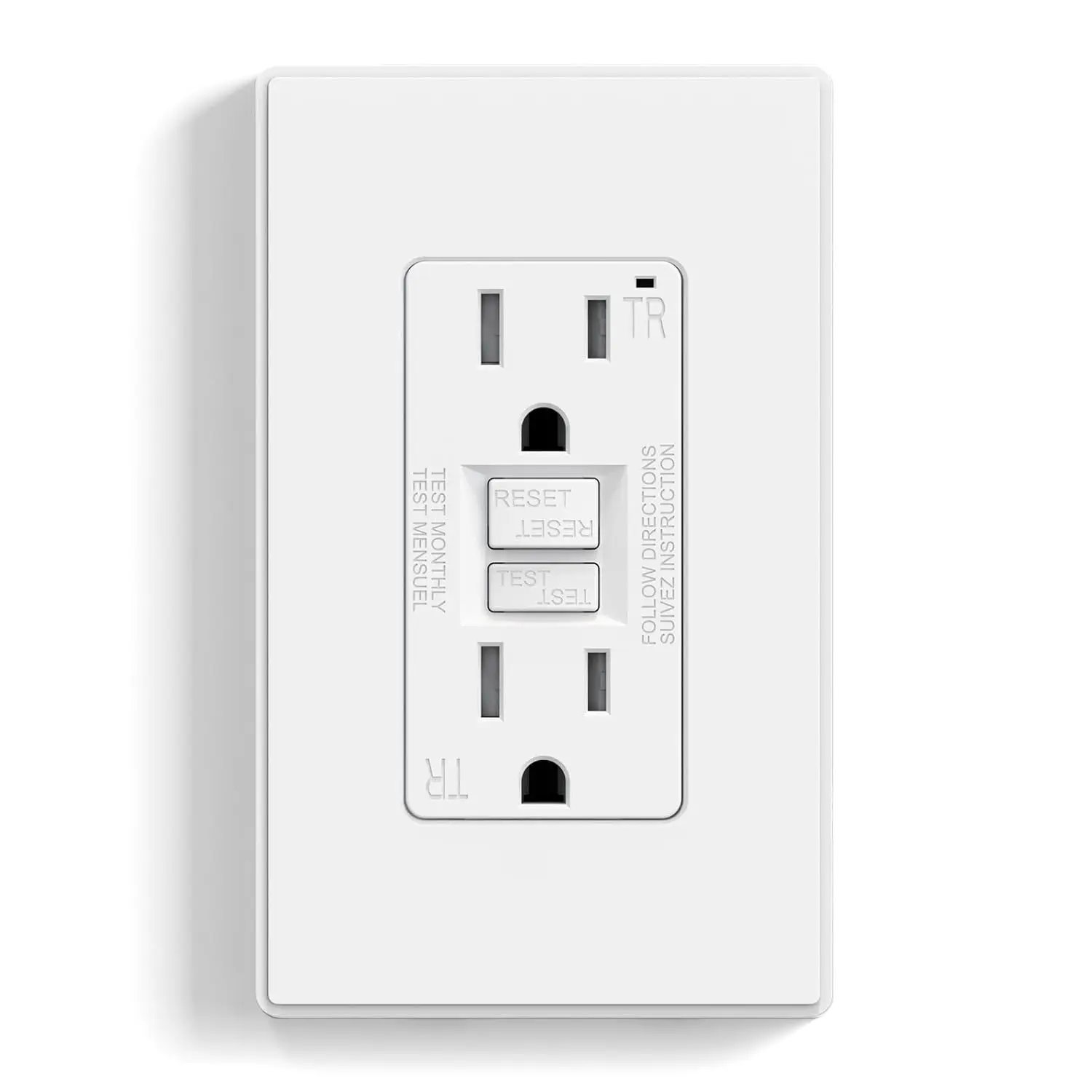 Self-Test GFCI Outlet 15A, Tamper Resistant Receptacle with Wall Plate, UL Listed, Matte White, 1 Pack
Self-Test GFCI Outlet 15A, Tamper Resistant Receptacle with Wall Plate, UL Listed, Matte White, 1 Pack