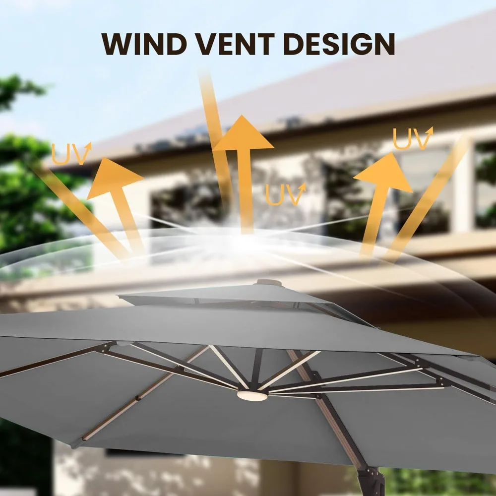 9 X 12 FT Cantilever Patio Umbrella with Led Lights and Base Included Outdoor Heavy Duty Double Top Rectangle, Customized
9 X 12 FT Cantilever Patio Umbrella with Led Lights and Base Included Outdoor Heavy Duty Double Top Rectangle, Customized