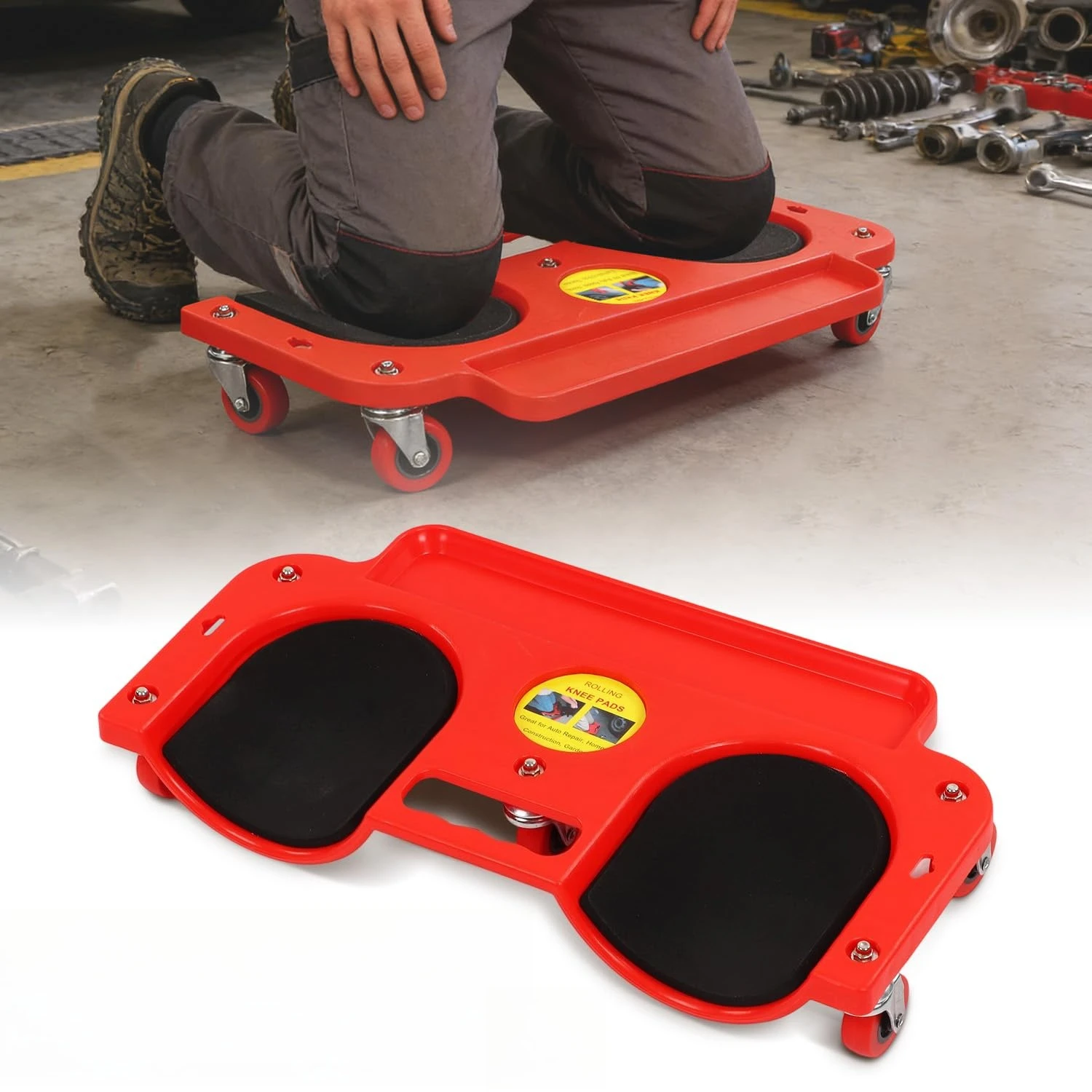 Portable Kneeling Pad Rolling Knee Pads with Wheels Creeper Used for Tile Work Floor Construction Tool Tool Tray Car Repair
Portable Kneeling Pad Rolling Knee Pads with Wheels Creeper Used for Tile Work Floor Construction Tool Tool Tray Car Repair
