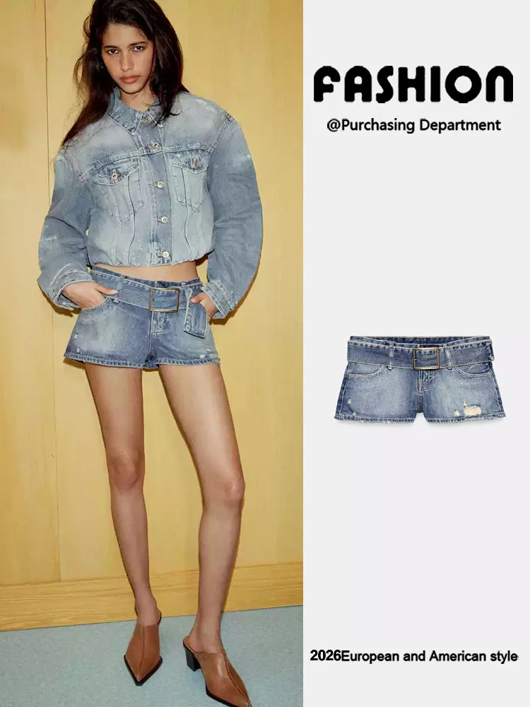 Low Waist Denim Shorts with Belt Summer New Women's Fashion Slimming Casual Hole Design Jeans Shorts Chinese Style Pants
Low Waist Denim Shorts with Belt Summer New Women's Fashion Slimming Casual Hole Design Jeans Shorts Chinese Style Pants