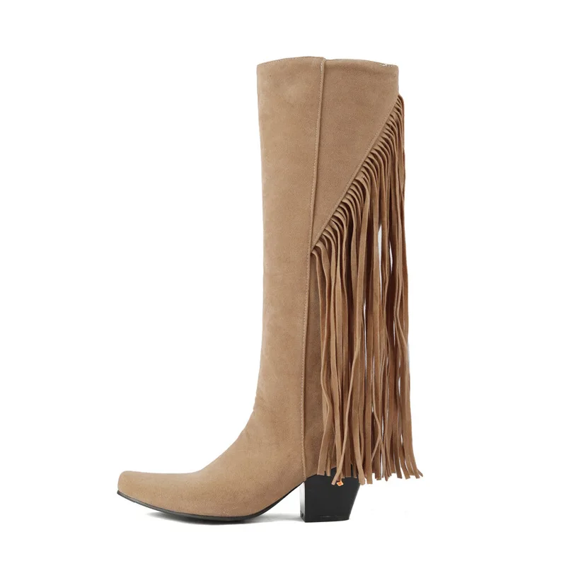 Fashion Fringed Tassels Knee High Boots Winter Women Suede Thick Heels Boots Square Toe Shoes for Women botas mujer WSH4710
Fashion Fringed Tassels Knee High Boots Winter Women Suede Thick Heels Boots Square Toe Shoes for Women botas mujer WSH4710