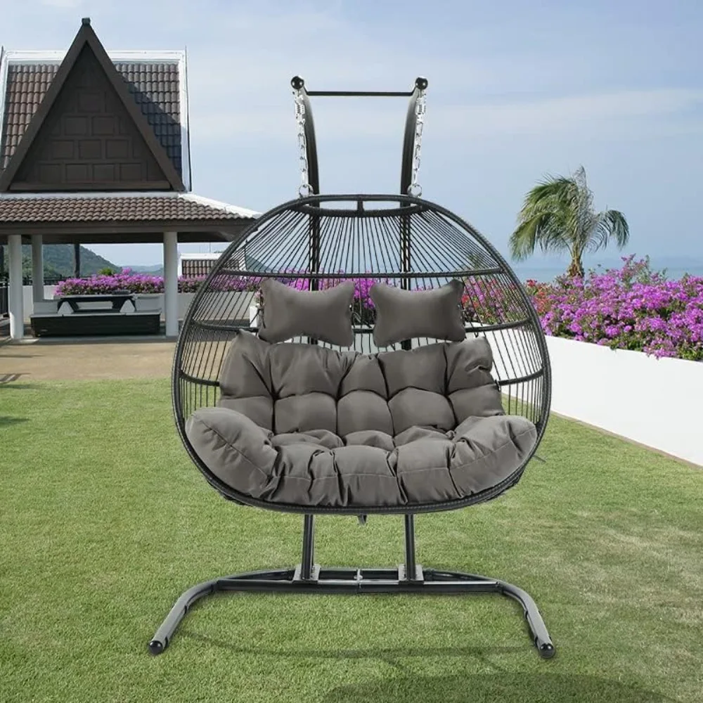 2 Person Hanging Double Swing Chair, X-Large Wicker Rattan Egg Chair with Stand and Cushion for Indoor Outdoor Patio Garden (Bl
2 Person Hanging Double Swing Chair, X-Large Wicker Rattan Egg Chair with Stand and Cushion for Indoor Outdoor Patio Garden (Bl