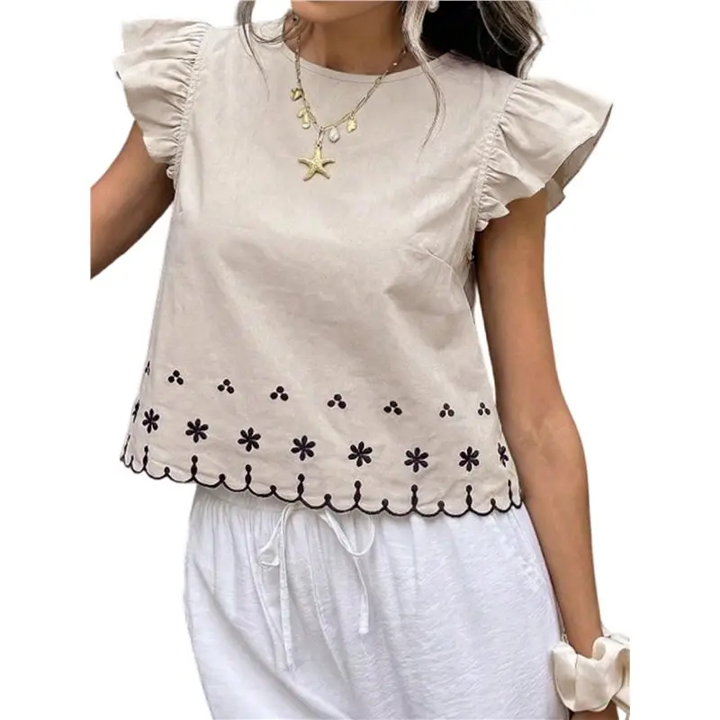 CYL-Women's Boho Ruffle Short Sleeve Blouse Top Dressy Casual Summer Floral Embroidered Shirt
CYL-Women's Boho Ruffle Short Sleeve Blouse Top Dressy Casual Summer Floral Embroidered Shirt