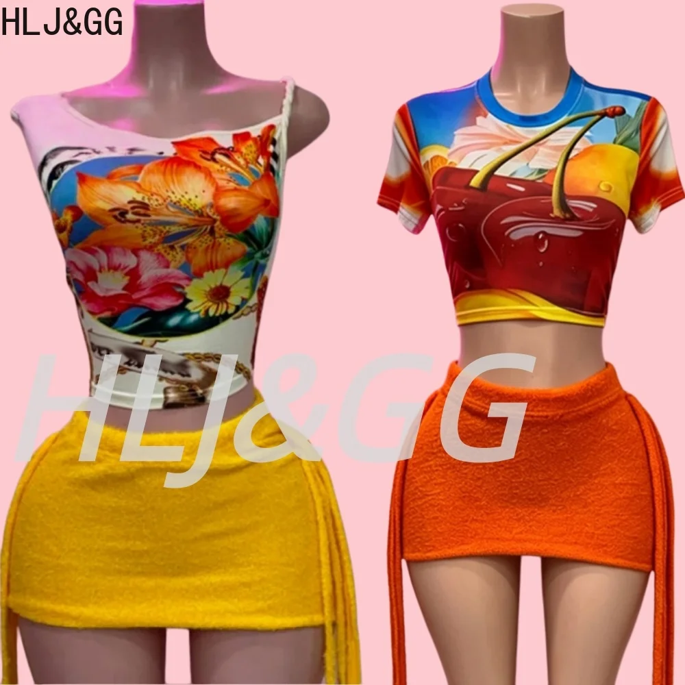 HLJ&GG Trendy Fashion Pattern Print Tshirts Two Piece Sets Women O Neck Short Sleeve Crop Top And Tassel Mini Skirts Y2K Outfits
HLJ&GG Trendy Fashion Pattern Print Tshirts Two Piece Sets Women O Neck Short Sleeve Crop Top And Tassel Mini Skirts Y2K Outfits