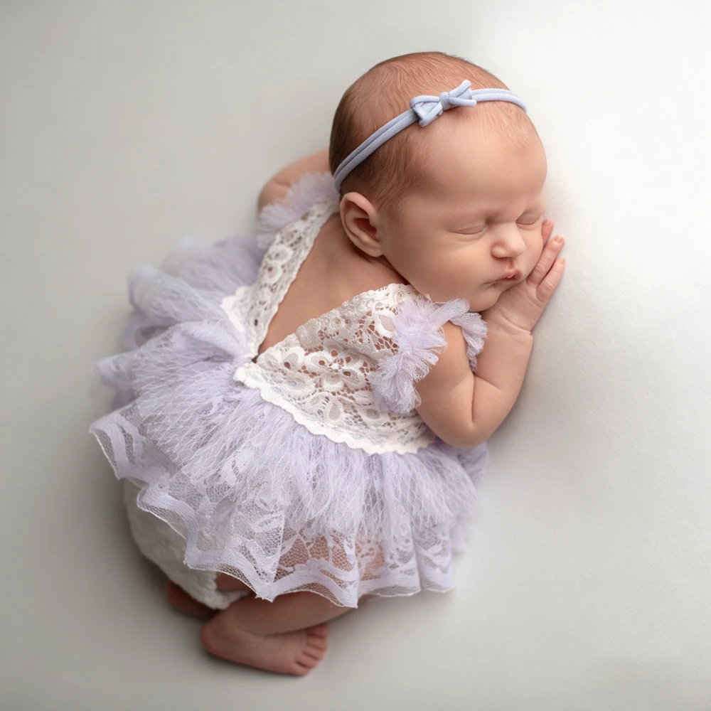 Lavender Purple Lace Tutu Romper Newborn Photoshoot Outfit - Fluffy Tulle Baby Girl Photography Dress with Open Back
Lavender Purple Lace Tutu Romper Newborn Photoshoot Outfit - Fluffy Tulle Baby Girl Photography Dress with Open Back