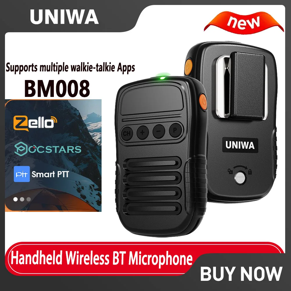 UNIWA BM008 Zello Walkie Talkie Zello SOS Button PTT Button 1800mAh POC Handheld Wireless BT Microphone 3W/8Ω (108dB)
UNIWA BM008 Zello Walkie Talkie Zello SOS Button PTT Button 1800mAh POC Handheld Wireless BT Microphone 3W/8Ω (108dB)