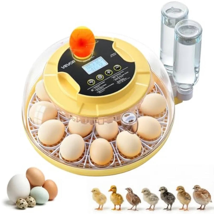 VEVOR 18 Egg Incubator Automatic Egg Turner with LED Candler Temperature and Humidity Control 360° View Clear Window Auto Water
VEVOR 18 Egg Incubator Automatic Egg Turner with LED Candler Temperature and Humidity Control 360° View Clear Window Auto Water
