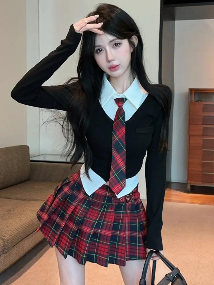 Sweet Cool Plaid Skirt Set Long Sleeve Uneven Hem Spicy Girl Uniform Half-length A-line Skirt Business Casual Outfit
Sweet Cool Plaid Skirt Set Long Sleeve Uneven Hem Spicy Girl Uniform Half-length A-line Skirt Business Casual Outfit
