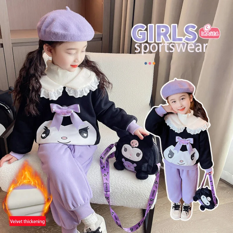 Kawaii Anime Miniso Kuromi Girls Winter Wear All-Match Sweatshirt Set New Sports Thickened Two-Piece Set Fashionable and Casual
Kawaii Anime Miniso Kuromi Girls Winter Wear All-Match Sweatshirt Set New Sports Thickened Two-Piece Set Fashionable and Casual