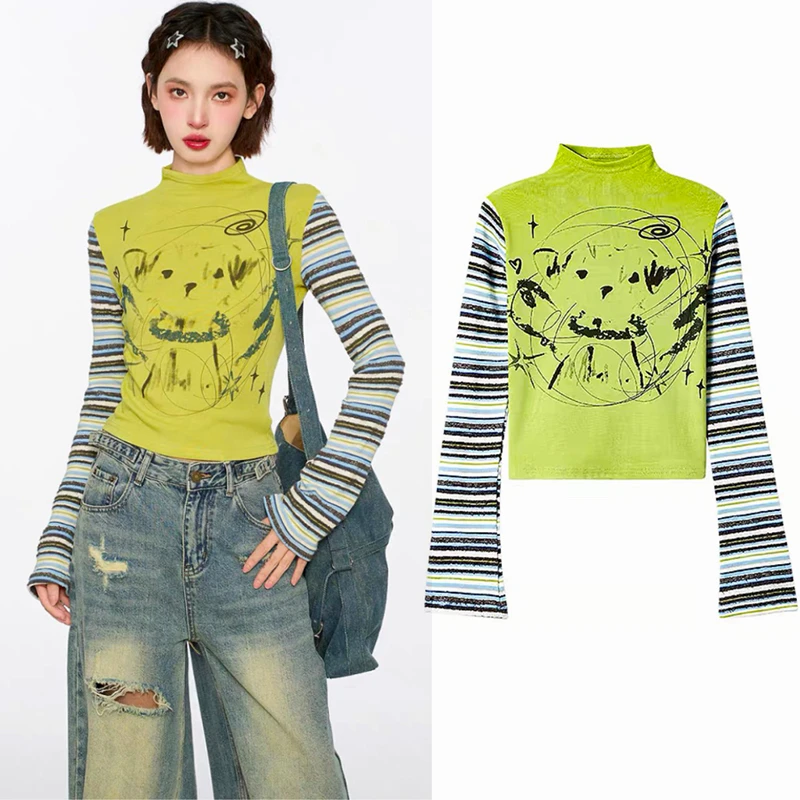 Stand Collar Long Sleeve T-Shirt Spring Autumn New Fashion Tops Women Y2k Clothes Base Shirt Tees Woman Clothing SL180
Stand Collar Long Sleeve T-Shirt Spring Autumn New Fashion Tops Women Y2k Clothes Base Shirt Tees Woman Clothing SL180