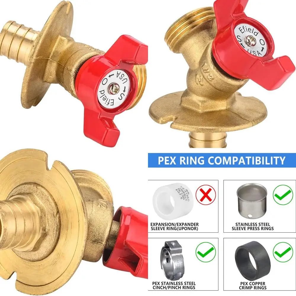 Комплект из 5 наружных потоковых кранов с диагональю 1/4 поворота, фланцем, входом PEX 3/4 и выходным отверстием MHT
Комплект из 5 наружных потоковых кранов с диагональю 1/4 поворота, фланцем, входом PEX 3/4 и выходным отверстием MHT