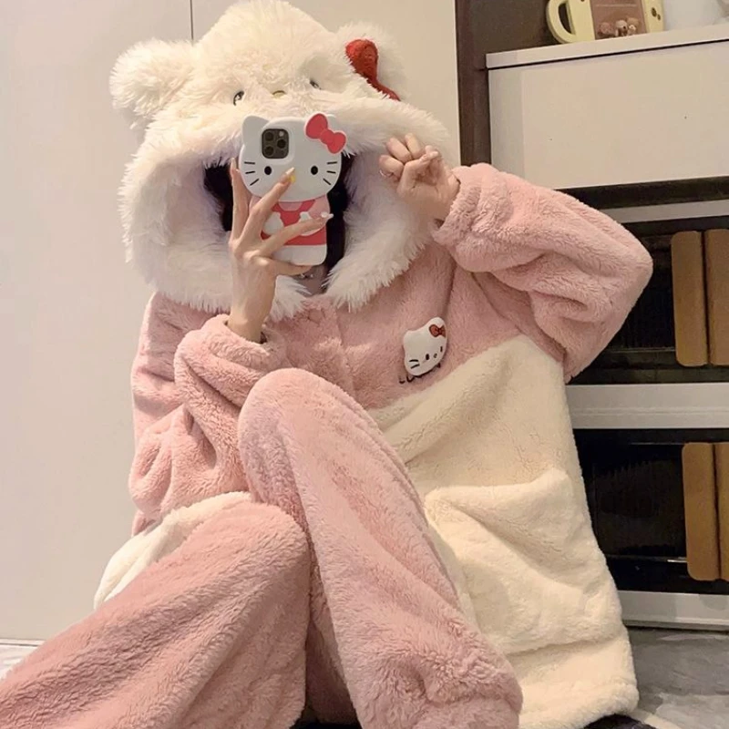 Ins Pajamas Suit Coral Velvet Kitty Girl Cute Cartoon Loungewear Set Long-Sleeved Student Autumn Winter Warm Sleepwear Nightwear
Ins Pajamas Suit Coral Velvet Kitty Girl Cute Cartoon Loungewear Set Long-Sleeved Student Autumn Winter Warm Sleepwear Nightwear