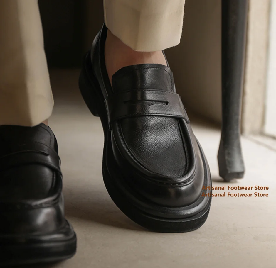 Thick Soled Round Toe Retro Loafers British Style Genuine Leather Ankle Business Casual Leather Shoe Slip On Dress Shoes for Men
Thick Soled Round Toe Retro Loafers British Style Genuine Leather Ankle Business Casual Leather Shoe Slip On Dress Shoes for Men