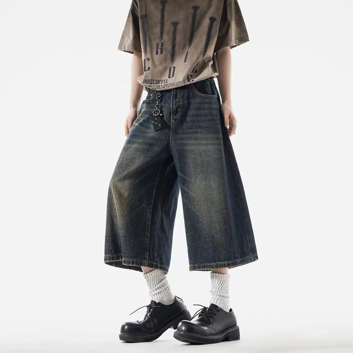 Retro High Street Blue Washed 7/8 Denim Jeans Men Summer Trendy American Loose High Waist Straight Leg Wide Leg mid Waist
Retro High Street Blue Washed 7/8 Denim Jeans Men Summer Trendy American Loose High Waist Straight Leg Wide Leg mid Waist