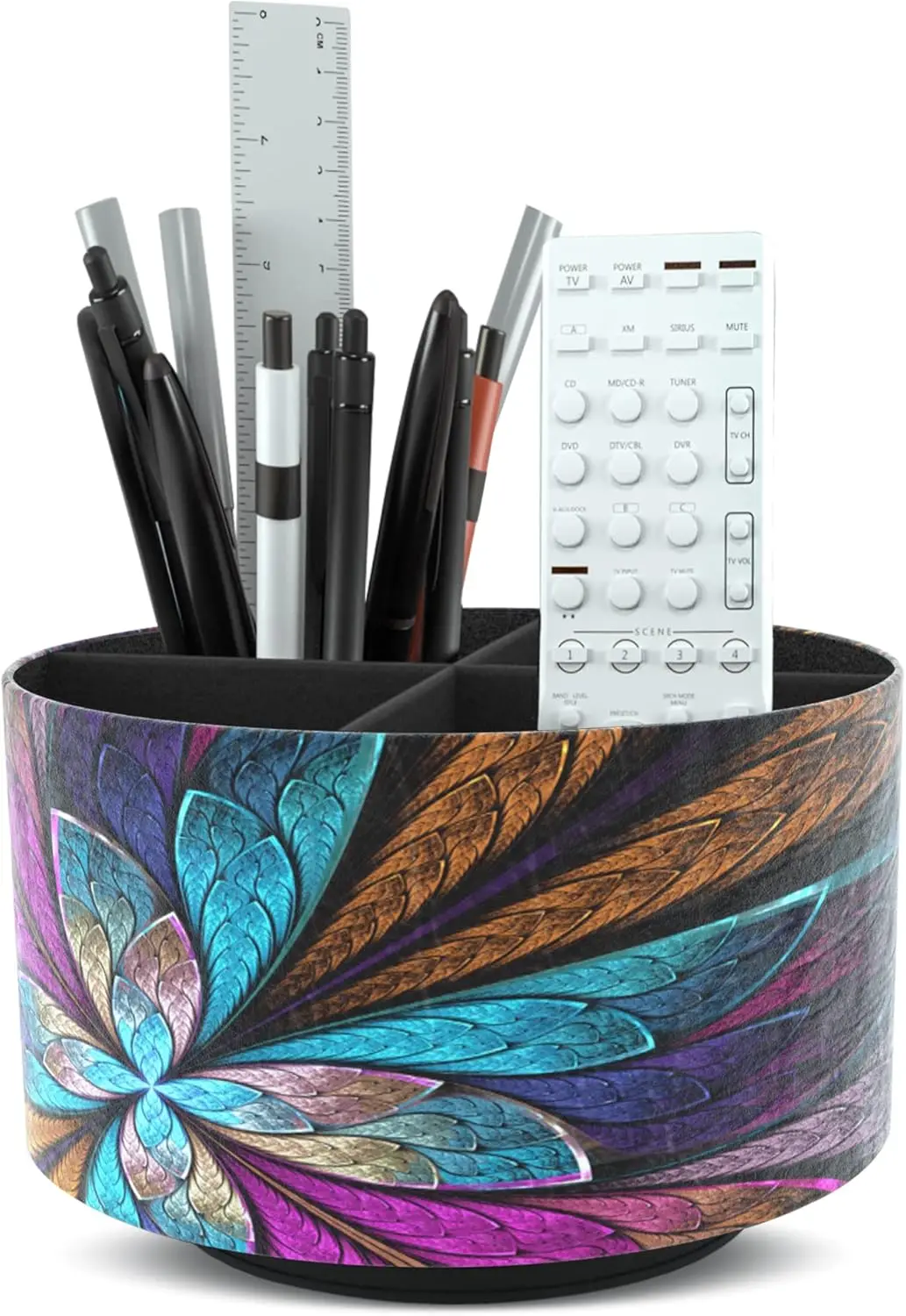 360° Rotating 4-Compartment Desk Organizer, Round Leather Pencil Holder, Multi-Functional Remote Caddy
360° Rotating 4-Compartment Desk Organizer, Round Leather Pencil Holder, Multi-Functional Remote Caddy